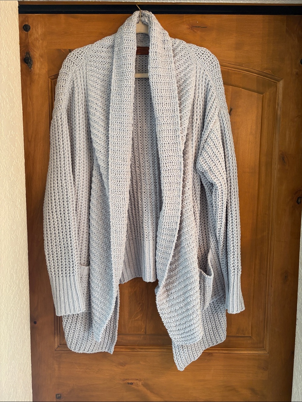 POL Open-Front Chunky Knit Cardigan - Light Gray